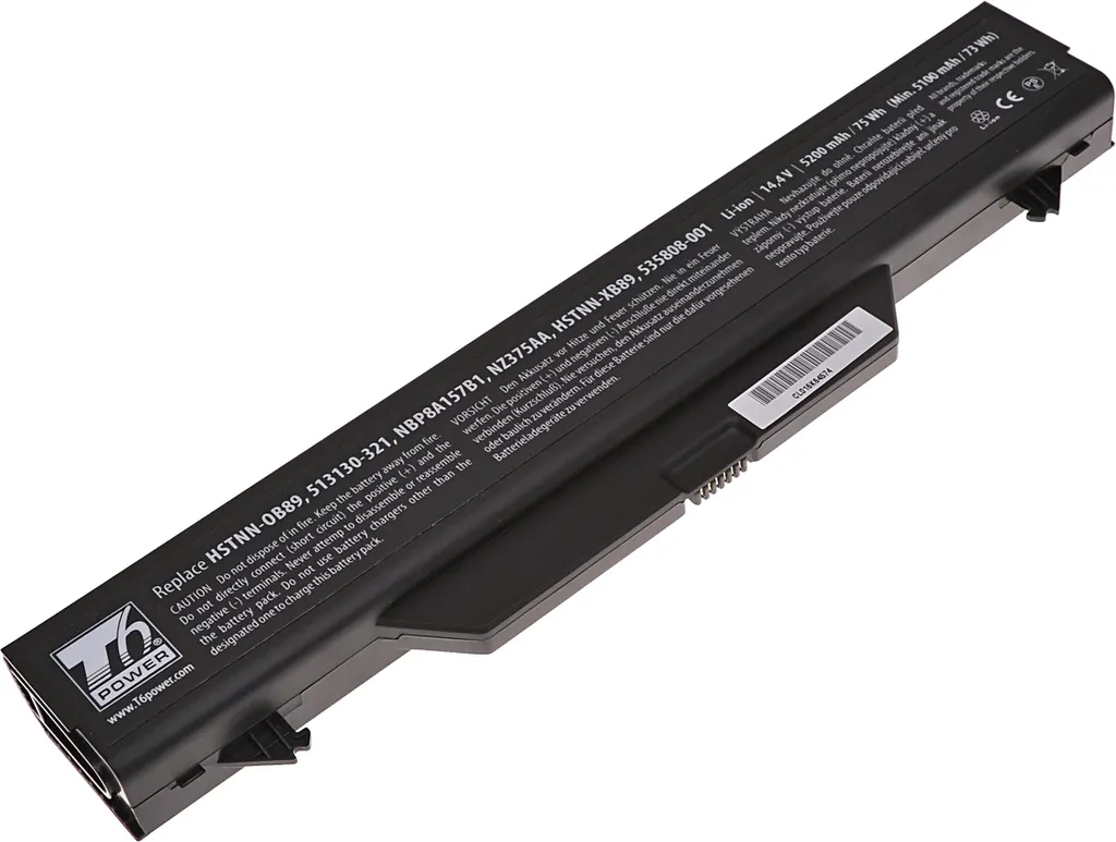 T6 Power Akku für Hewlett Packard Laptop, Teilenummer HSTNN-I61C-5, Li-Ion, 14,4 V, 5200 mAh (75 Wh), schwarz